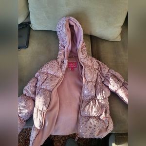 Girls pink cheetah print winter jacket
